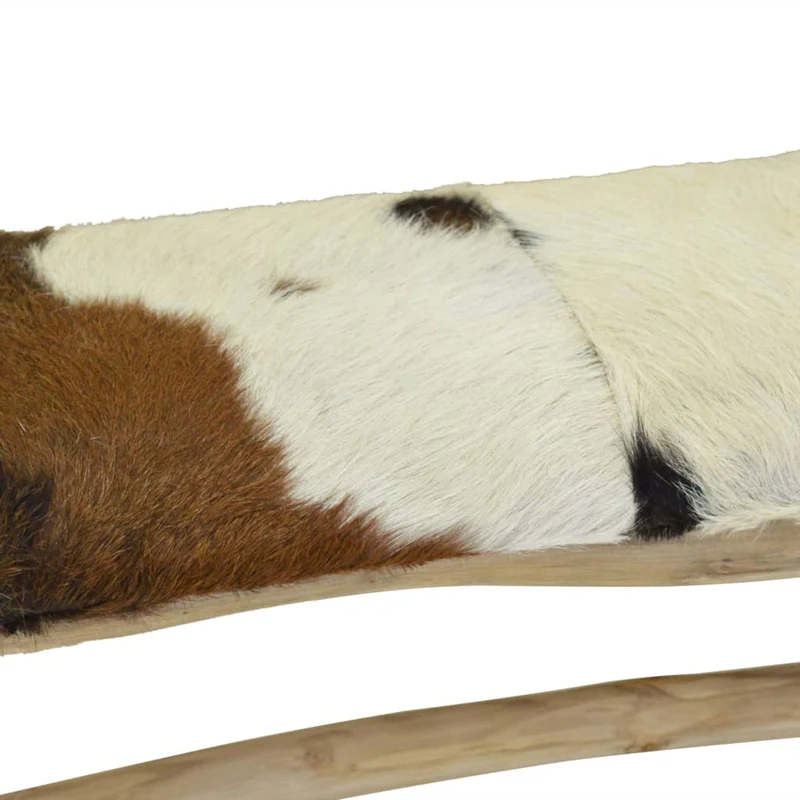 vidaXL - Sitzbank, Sitzbank Echtleder und Teak, Bank zum Sitzen, 100 x 30 x 45 cm