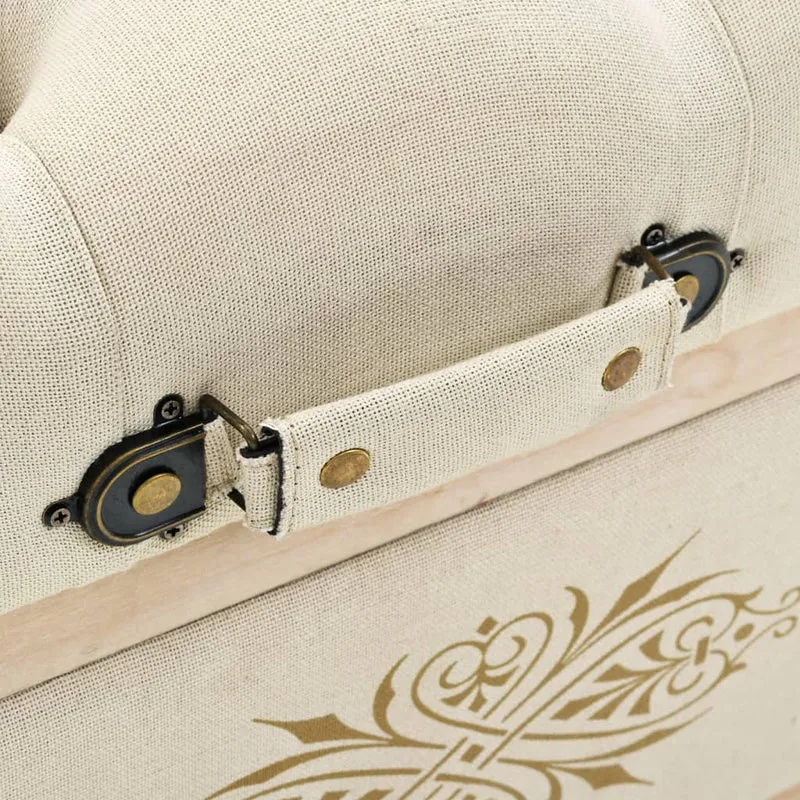 vidaXL - Sitzbank mit Stauraum, Bank zum Sitzen, 110 x 30 x 38 cm, Massivholz Tanne und Stoff, Creme
