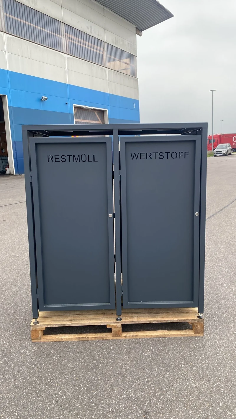 LAGER- Doppeltür PREMIUM Design 2er Mülltonnenbox