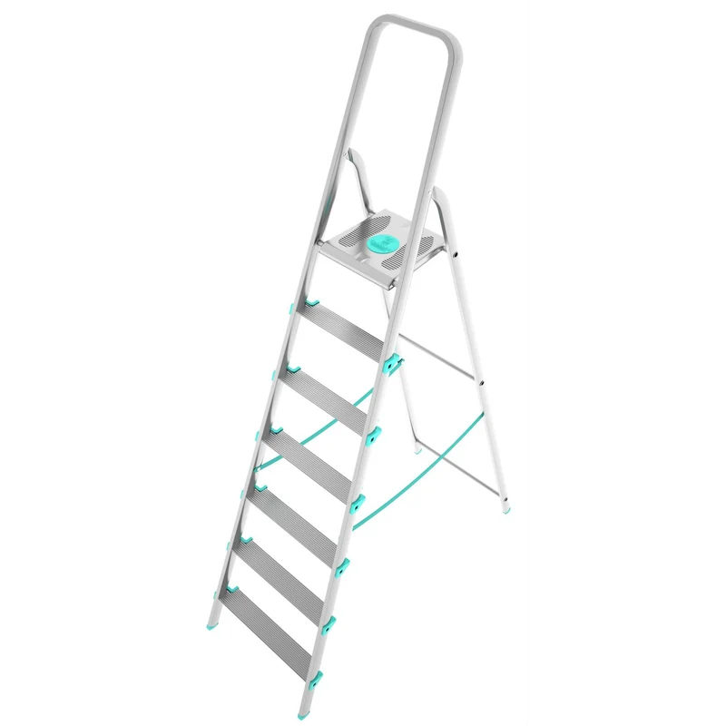 Colombo LIBELLULA - Trittleiter, Trittleiter 7 stufen, Trittleiter Klappbar, Höhe 152 cm, Max, Belastbar 150 kg, Aluminium, Hergestellt in Italien