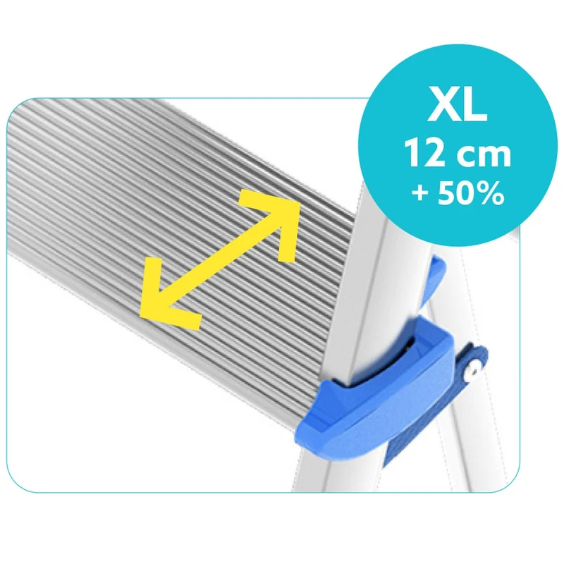 Colombo ATLANTICA - Trittleiter 7 Stufen, Klappleiter Alu, Extragroßer Stufe 12cm, Stufenleiter, mit Ablageschale, Max. Belastbar 150kg, Aluminium