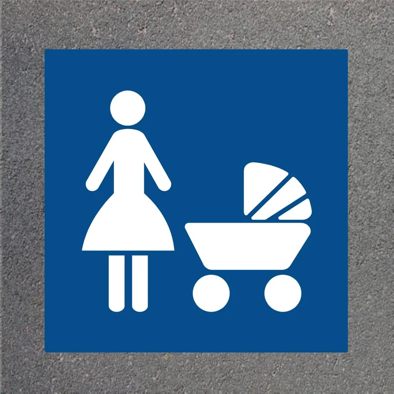 Schablone Mutter/Kind Parkplatz, 600 x 600 mm, Aluminium 1,0 mm