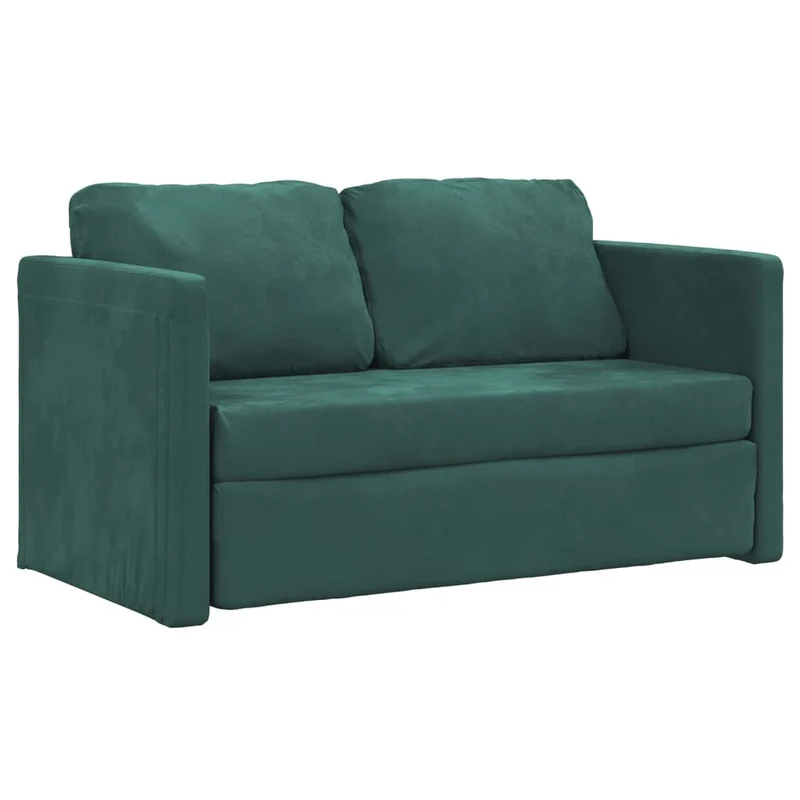 vidaXL - Bodensofa, Bodencouch, Bodensofa mit Schlaffunktion, 122x70x55 cm (122x204x55 cm), Tragfähigkeit (pro Sitz) 110 kg, Samt, Dunkelgrün