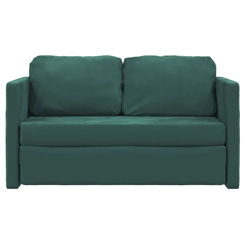 vidaXL - Bodensofa, Bodencouch, Bodensofa mit Schlaffunktion, 122x70x55 cm (122x204x55 cm), Tragfähigkeit (pro Sitz) 110 kg, Samt, Dunkelgrün