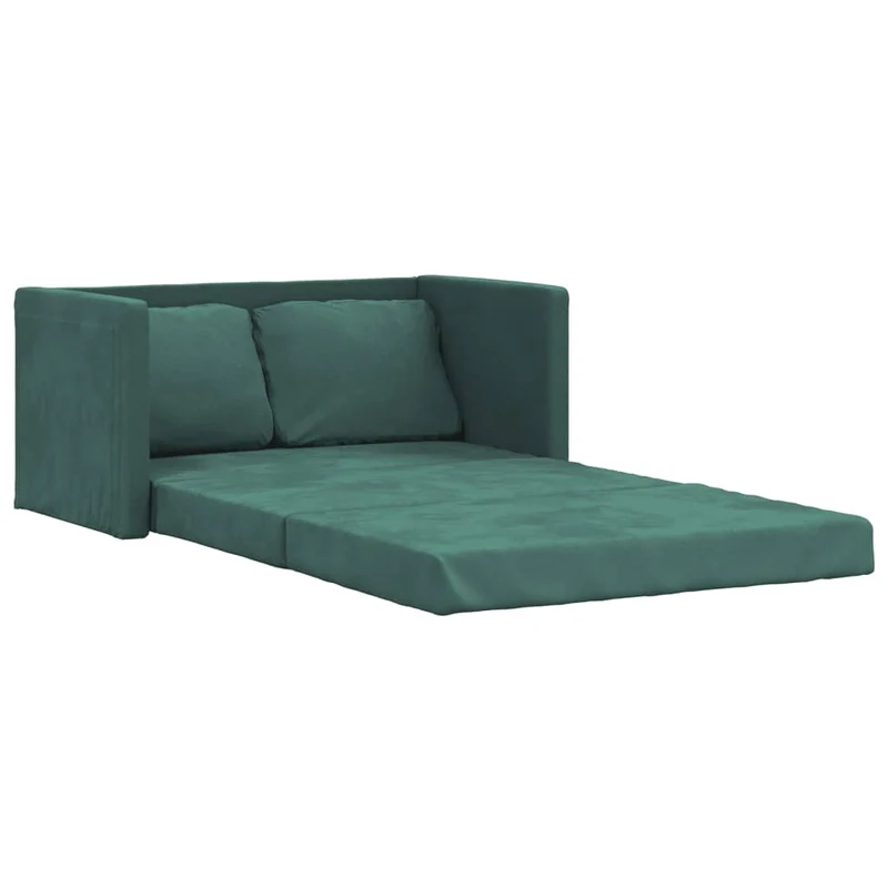 vidaXL - Bodensofa, Bodencouch, Bodensofa mit Schlaffunktion, 122x70x55 cm (122x204x55 cm), Tragfähigkeit (pro Sitz) 110 kg, Samt, Dunkelgrün