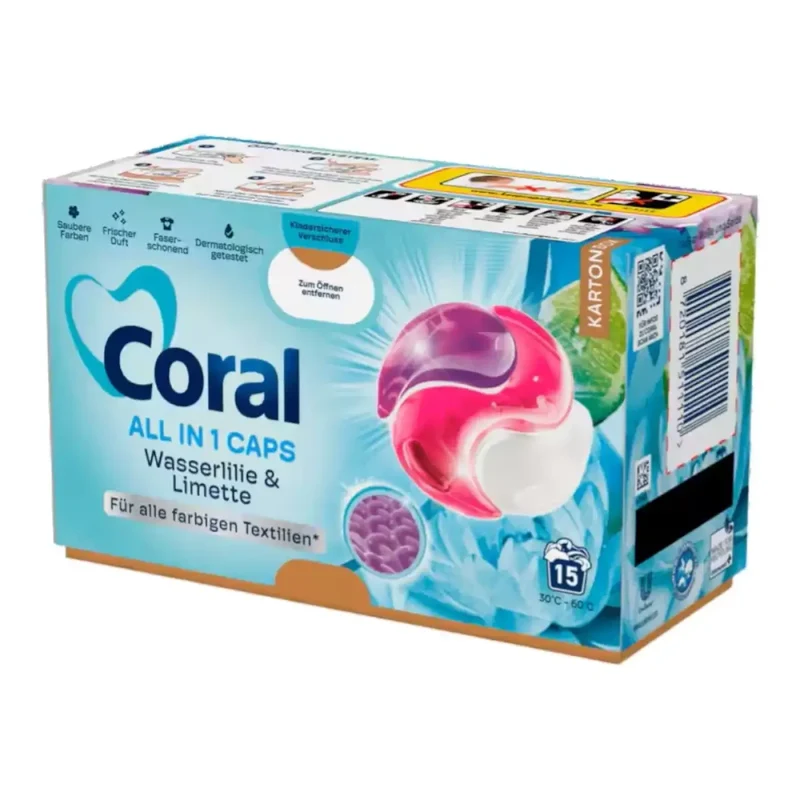 CORAL Waschmittel All in1 Caps Wasserlilie & Limette 15WL
