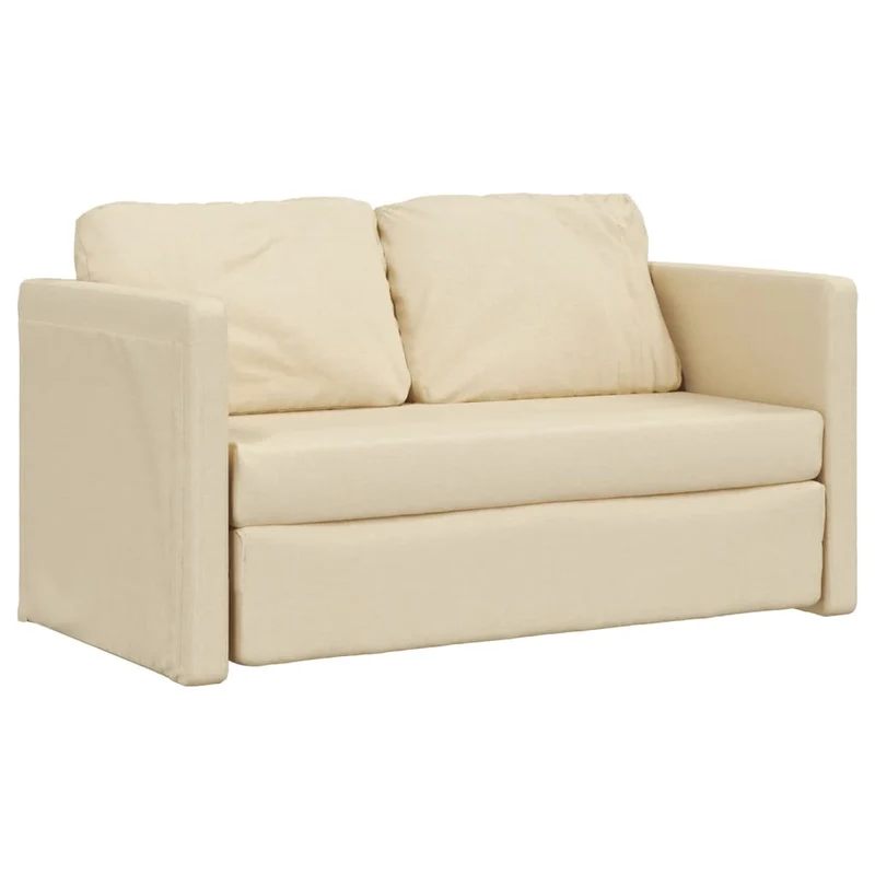 vidaXL - Bodensofa, Boden Sofa, Bodencouch, Bodensofa mit Schlaffunktion, 112x60x55cm (112x174x55cm), Tragfähigkeit (pro Sitz ) 110 kg, Stoff, Creme