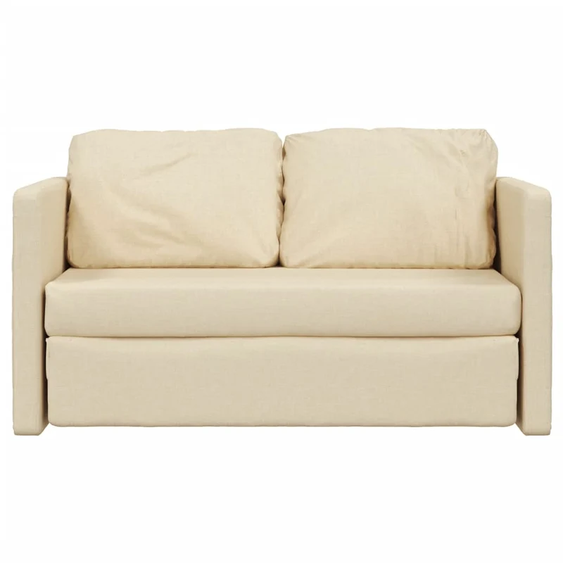 vidaXL - Bodensofa, Boden Sofa, Bodencouch, Bodensofa mit Schlaffunktion, 112x60x55cm (112x174x55cm), Tragfähigkeit (pro Sitz ) 110 kg, Stoff, Creme