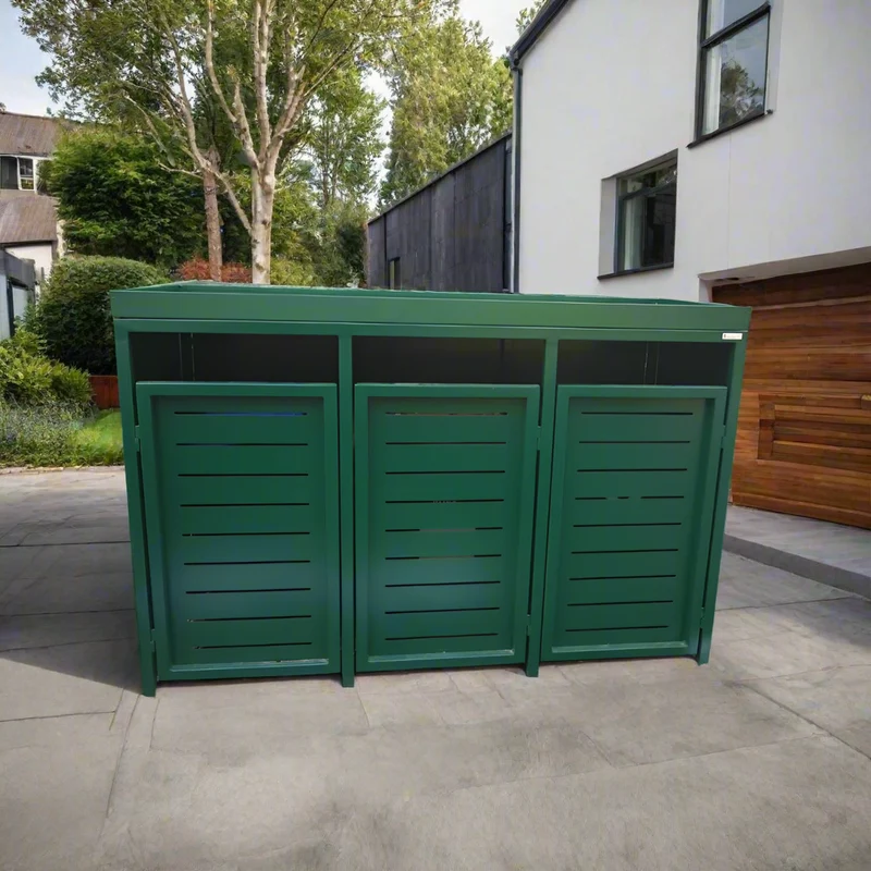 PREMIUM Metall 3er Mülltonnenbox