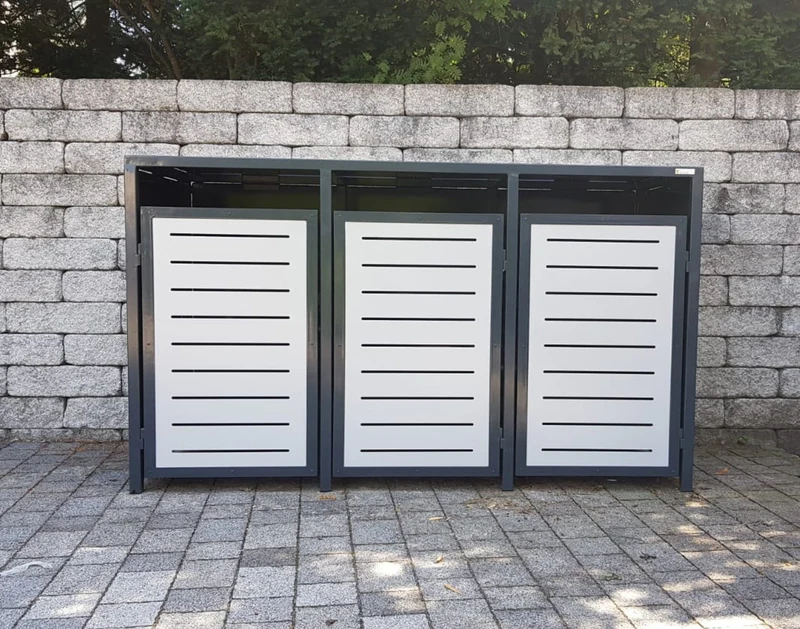 PREMIUM Metall 3er Mülltonnenbox