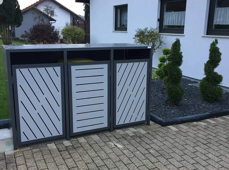 PREMIUM Metall 3er Mülltonnenbox