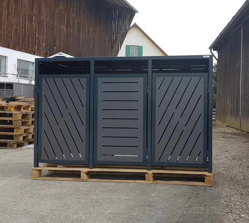 PREMIUM Metall 3er Mülltonnenbox
