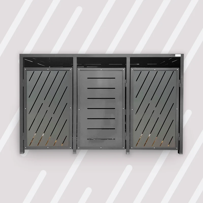 PREMIUM Metall 3er Mülltonnenbox