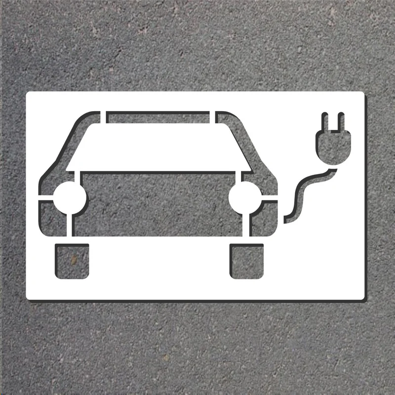 Schablone VZ1010-66 Elektrisch betriebene Fahrzeuge (E-Auto), 1550 x 820 mm (3-teilig), Aluminium 1,0 mm