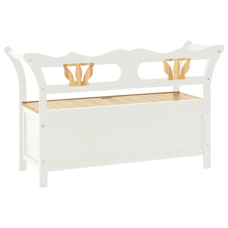 vidaXL - Sitzbank, und Rückenlehne, Bank zum Sitzen, Tragfähigkeit (pro Sitz ) 110 kg, 107x45x75,5 cm, Massivholz Tanne, Weiß