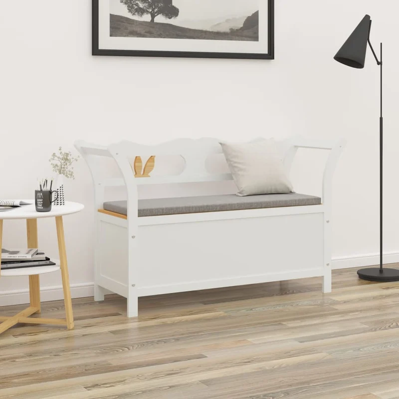 vidaXL - Sitzbank, und Rückenlehne, Bank zum Sitzen, Tragfähigkeit (pro Sitz ) 110 kg, 107x45x75,5 cm, Massivholz Tanne, Weiß