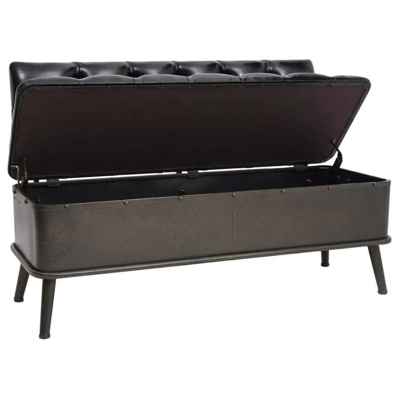 vidaXL - Sitzbank, Sitzbank mit Stauraum, und Rückenlehne, Bank zum Sitzen, 110 x 52 x 75 cm, Kunstleder, Schwarz