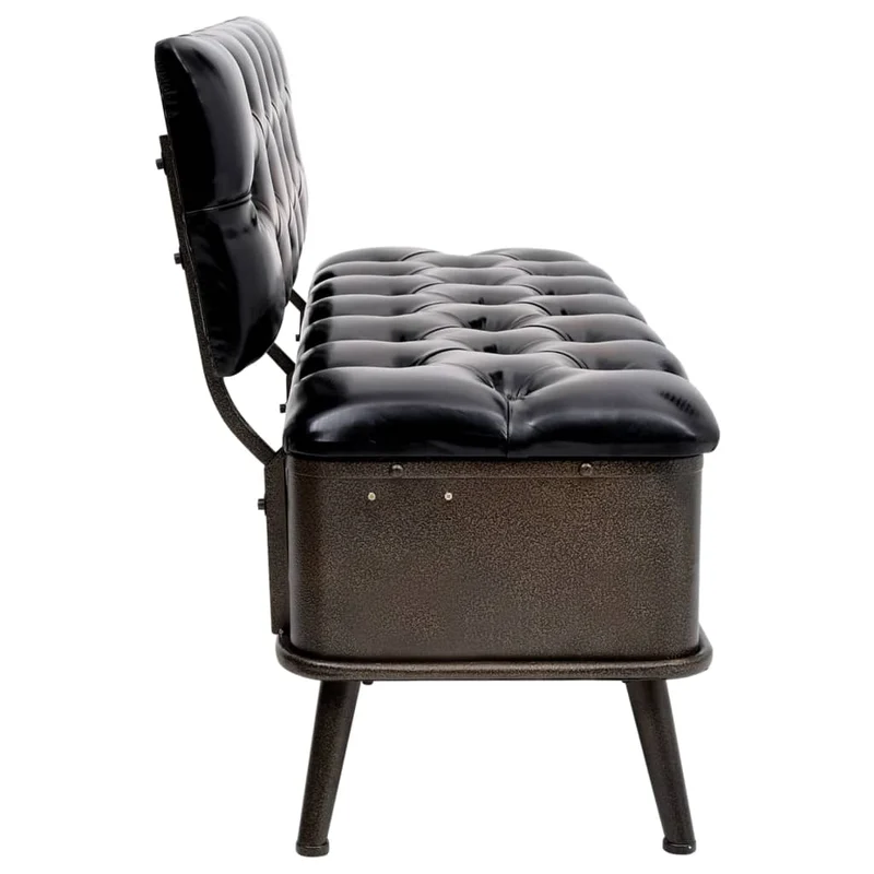 vidaXL - Sitzbank, Sitzbank mit Stauraum, und Rückenlehne, Bank zum Sitzen, 110 x 52 x 75 cm, Kunstleder, Schwarz