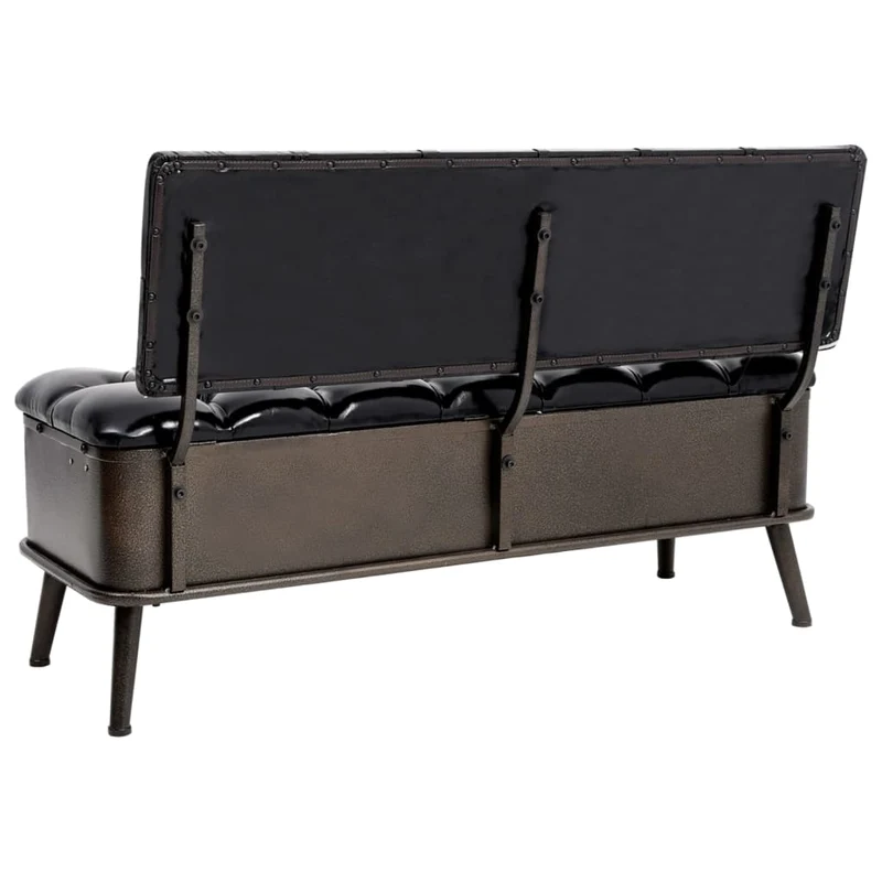 vidaXL - Sitzbank, Sitzbank mit Stauraum, und Rückenlehne, Bank zum Sitzen, 110 x 52 x 75 cm, Kunstleder, Schwarz