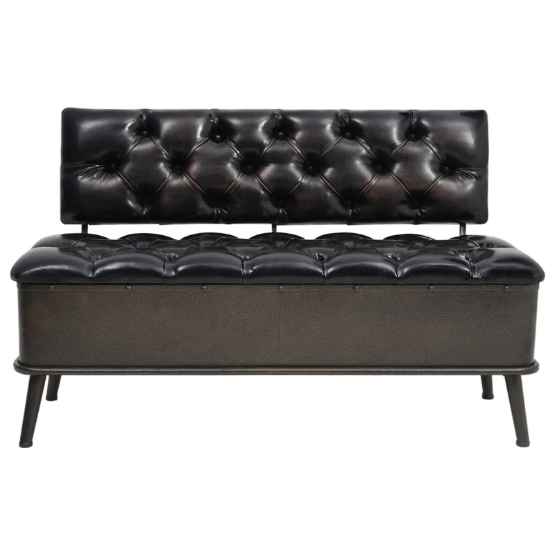vidaXL - Sitzbank, Sitzbank mit Stauraum, und Rückenlehne, Bank zum Sitzen, 110 x 52 x 75 cm, Kunstleder, Schwarz