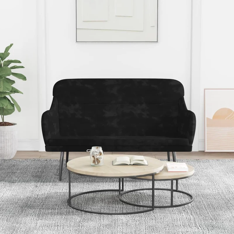 vidaXL - Sitzbank, und Rückenlehne, Bank zum Sitzen, Sitzbank Schwarz, 110x76x80 cm, Samt