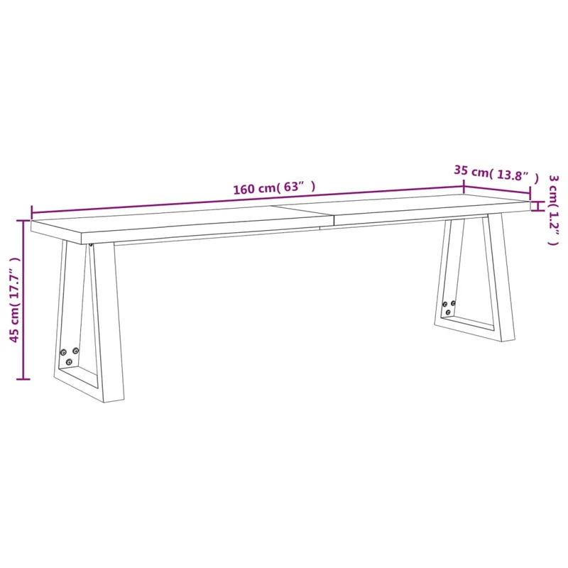 vidaXL - Sitzbank, Bank Baumkante, Bank zum Sitzen, 160 × 35 × 45 cm, Massivholz Akazie