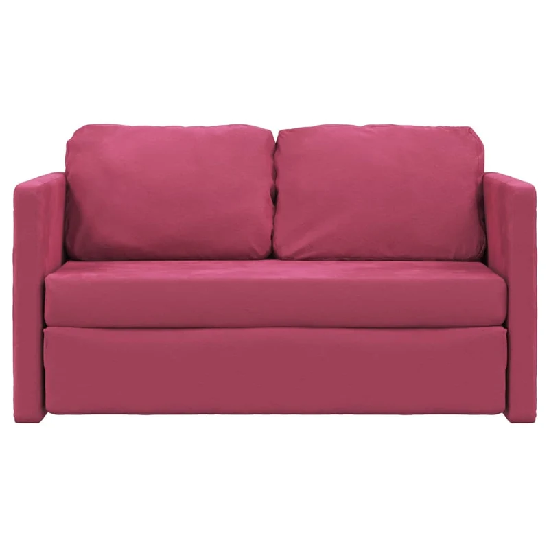vidaXL – 2-in-1-Bodensofa mit Schlaffunktion, 122 × 204 × 55 cm ausgezogen, Samt, Weinrot