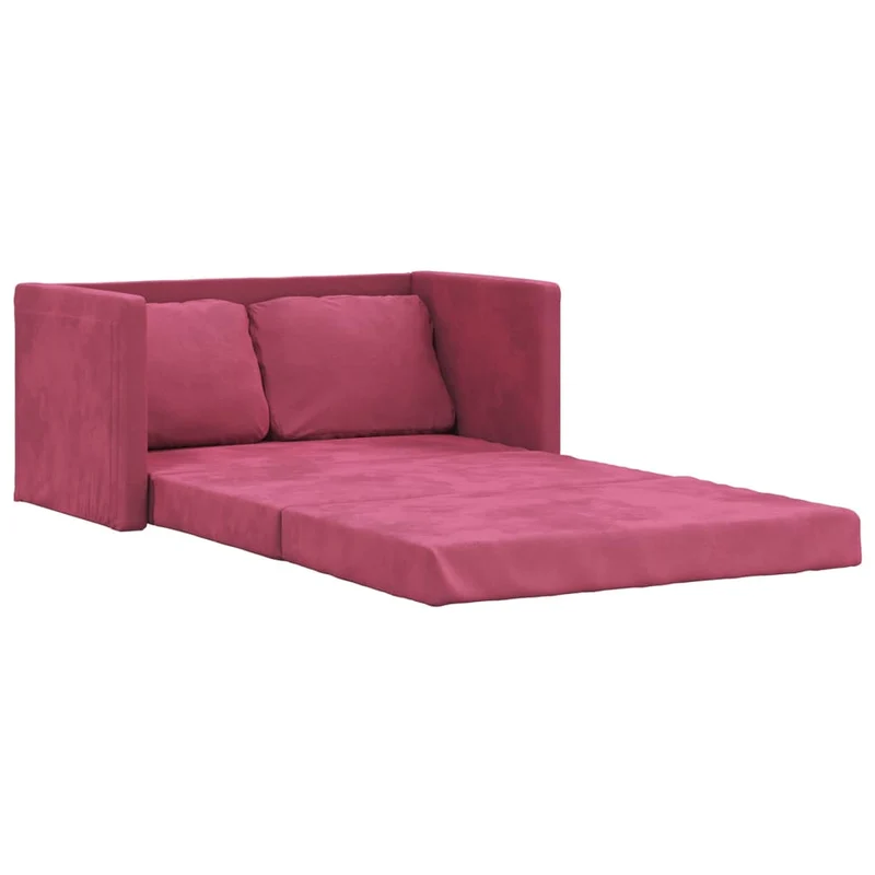 vidaXL – 2-in-1-Bodensofa mit Schlaffunktion, 122 × 204 × 55 cm ausgezogen, Samt, Weinrot