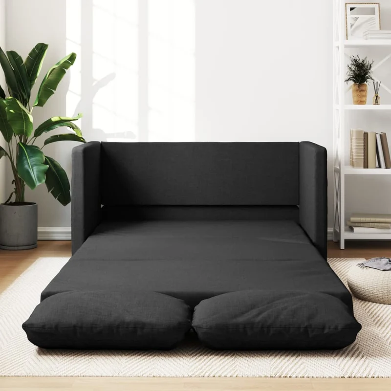 vidaXL - Bodensofa, Boden Sofa, Bodencouch, Bodensofa mit Schlaffunktion, 112x60x55cm(112x174x55cm), Tragfähigkeit pro Sitz 110 kg, Stoff, Schwarz