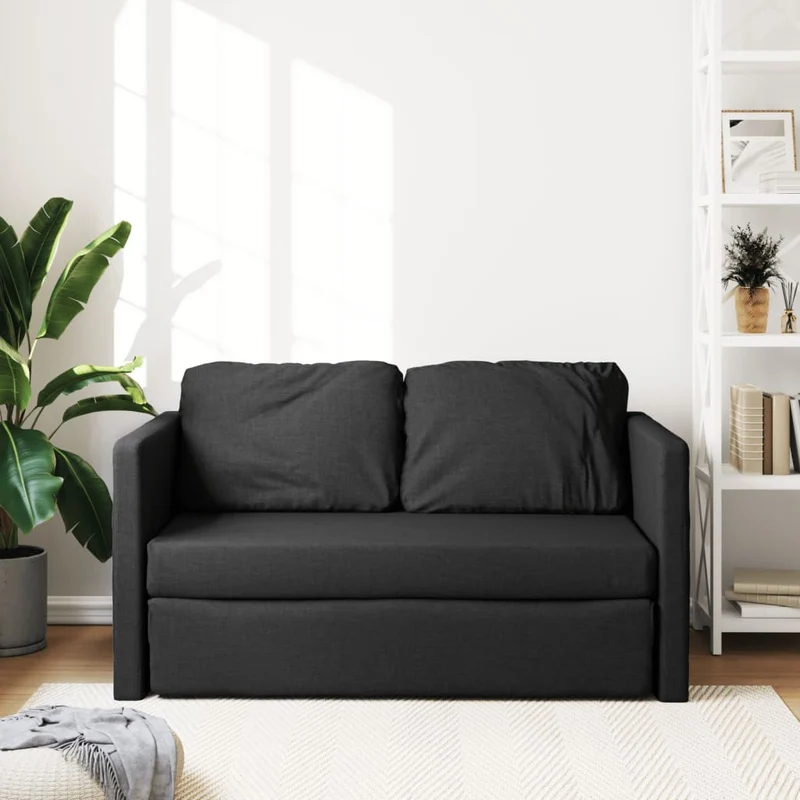 vidaXL - Bodensofa, Boden Sofa, Bodencouch, Bodensofa mit Schlaffunktion, 112x60x55cm(112x174x55cm), Tragfähigkeit pro Sitz 110 kg, Stoff, Schwarz