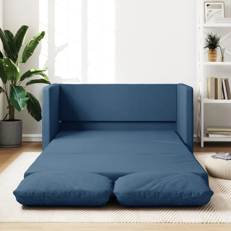 vidaXL - Bodensofa, Bodencouch, Bodensofa mit Schlaffunktion, 112 x60x55cm (112x174x55cm), Tragfähigkeit (pro Sitz) 110 kg, Stoff, Blau