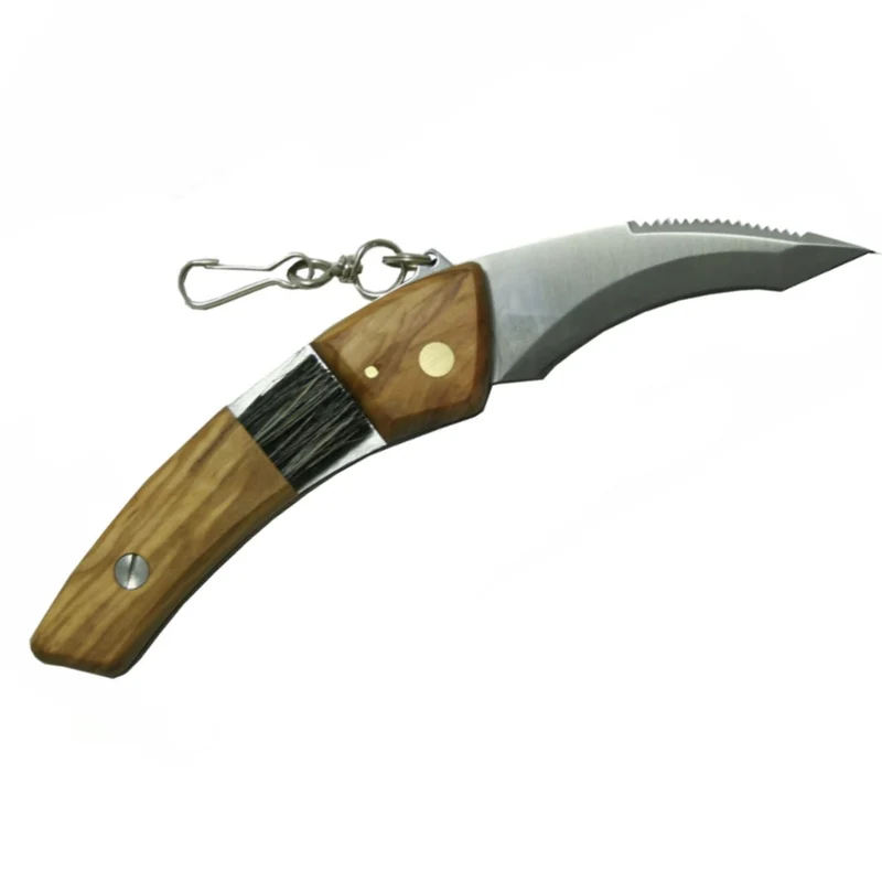 Maserin Pilzmesser – Klappmesser mit Bürste, Olivenholzgriff und Maßskala, Made in Italy