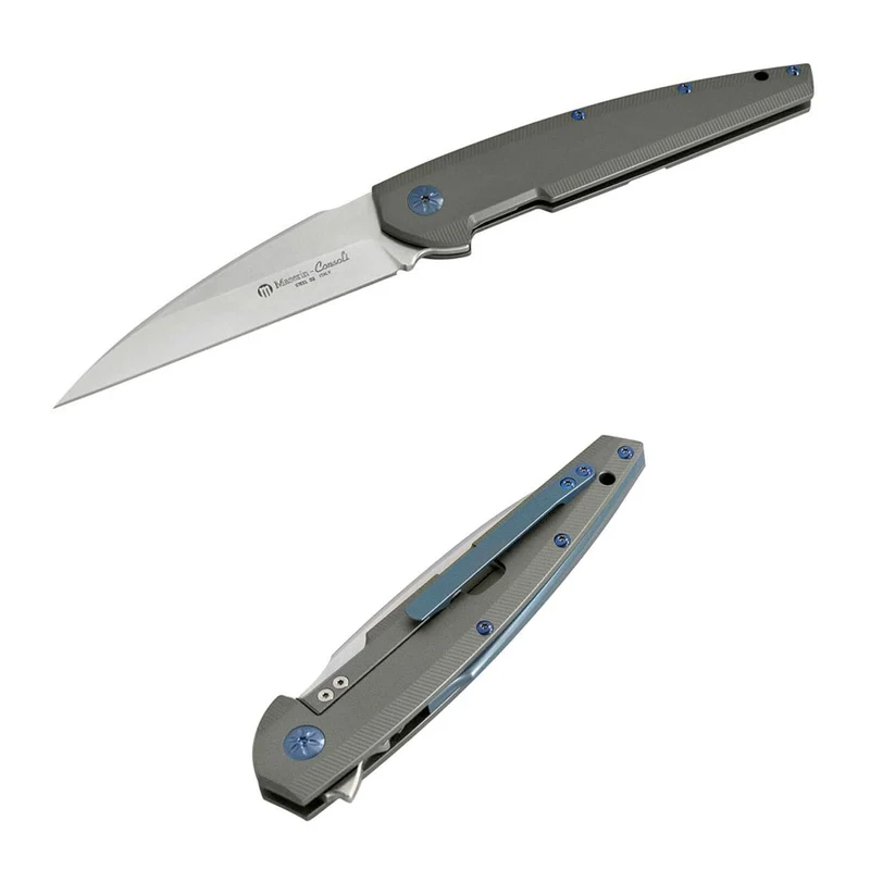 Maserin SOLAR – Gentleman-Klappmesser mit D2-Klinge, Titangriff, Flipper, Kugellager und Frame-Lock, Made in Italy