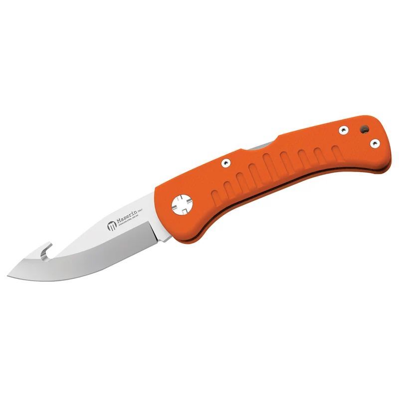 Maserin SKINNER - Klappmesser, Skinner, Jagdtaschenmesser, mit orangefarbenem G10-Griff und Nylonscheide, Made in Italy
