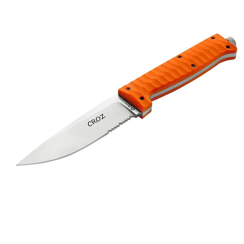 Maserin CROZ - Jagdmesser, mit orangefarbenem G10-Griff und Nylonscheide, Klingenlänge 111 mm, Gesamtlänge 232 mm, Klingenstärke 4 mm, N690 Edelstahl
