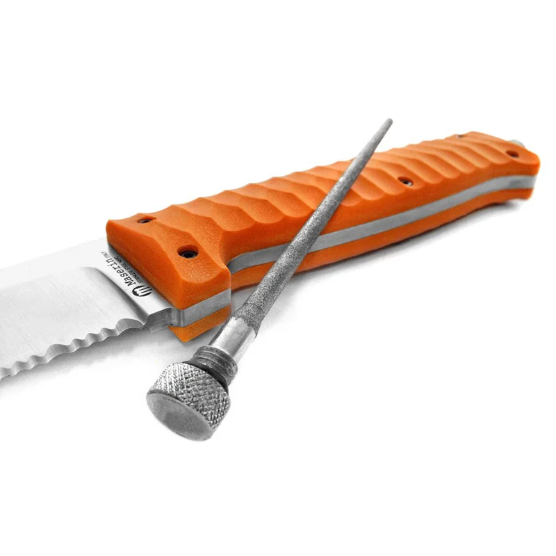 Maserin CROZ - Jagdmesser, mit orangefarbenem G10-Griff und Nylonscheide, Klingenlänge 111 mm, Gesamtlänge 232 mm, Klingenstärke 4 mm, N690 Edelstahl