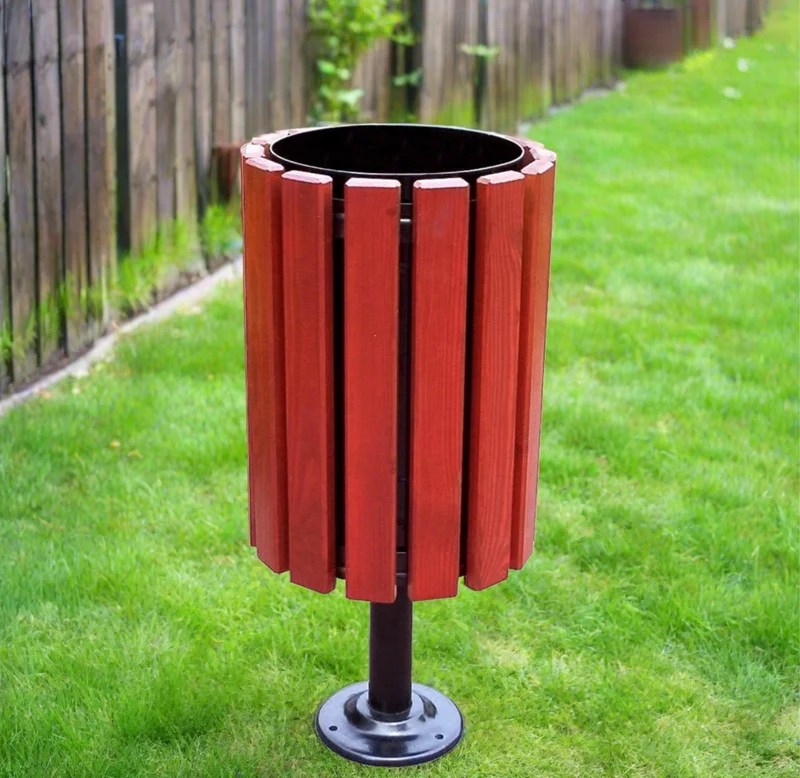 Abfallbehälter "City" Metall/Holz inkl.Aschenbecher