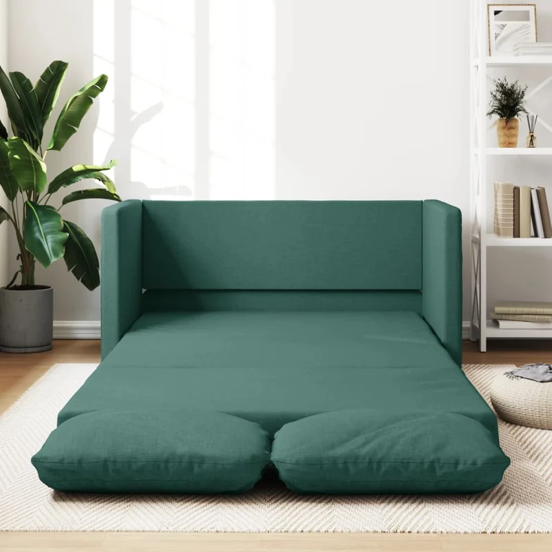 vidaXL - Bodensofa, Bodencouch, Bodensofa mit Schlaffunktion, 112 x60x55cm (112x174x55cm), Tragfähigkeit (pro Sitz) 110 kg, Stoff, Dunkelgrün