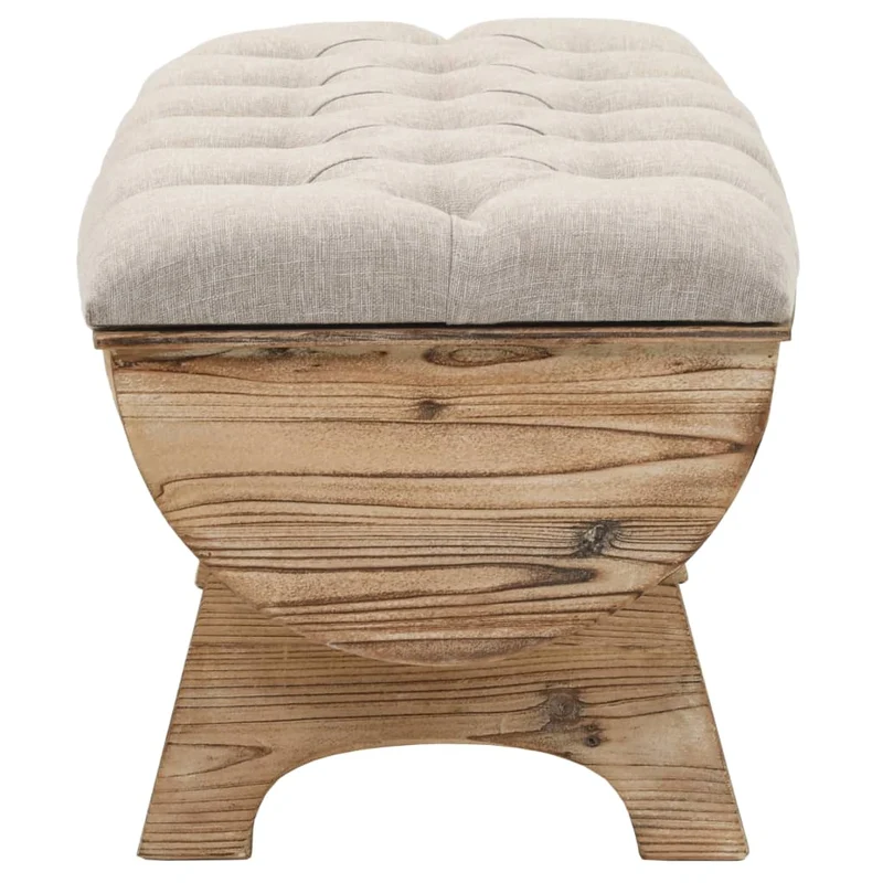 vidaXL - Sitzbank, Aufbewahrungsbank Massivholz und Stoff, Bank zum Sitzen, 103 x 51 x 44 cm, Cremefarben und Braun