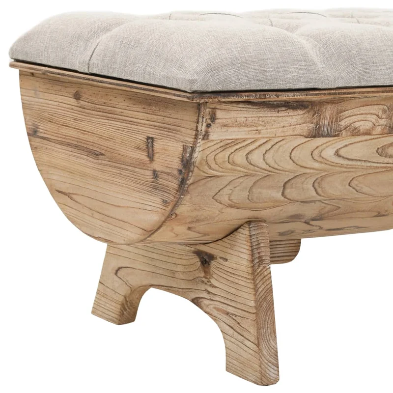 vidaXL - Sitzbank, Aufbewahrungsbank Massivholz und Stoff, Bank zum Sitzen, 103 x 51 x 44 cm, Cremefarben und Braun