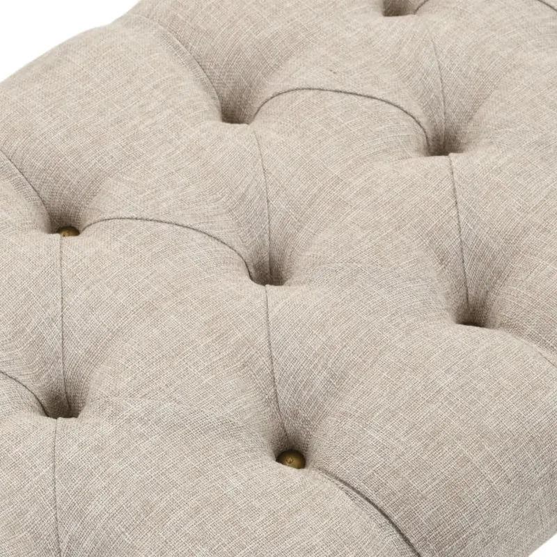 vidaXL - Sitzbank, Aufbewahrungsbank Massivholz und Stoff, Bank zum Sitzen, 103 x 51 x 44 cm, Cremefarben und Braun