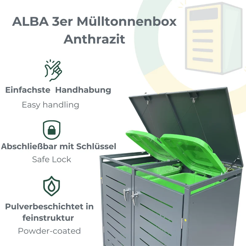 ALBA 3er Mülltonnenbox Anthrazit