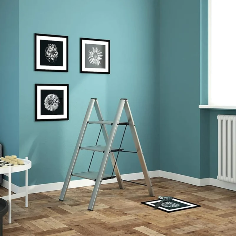 Colombo Leonardo 3 – Trittleiter mit 3 Stufen, bis 150 kg, Aluminium, 106 × 50 × 4,5 cm zusammengeklappt