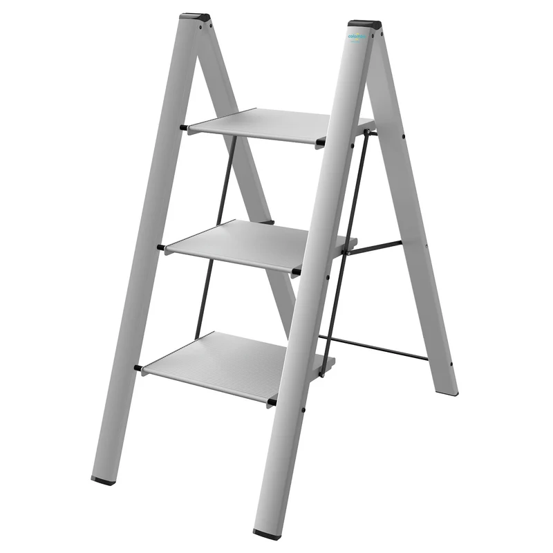 Colombo Leonardo 3 – Trittleiter mit 3 Stufen, bis 150 kg, Aluminium, 106 × 50 × 4,5 cm zusammengeklappt