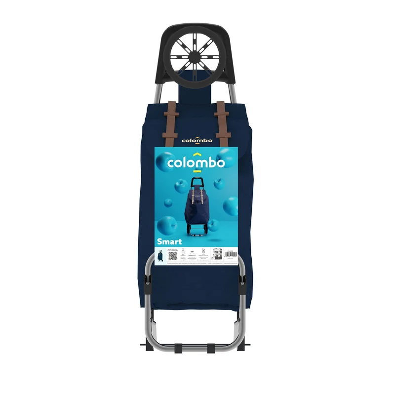 Colombo SMART - Einkaufstrolley, Einkaufswagen, mit Rädern, wasserdichter Tasche, 40 Liter, Blau