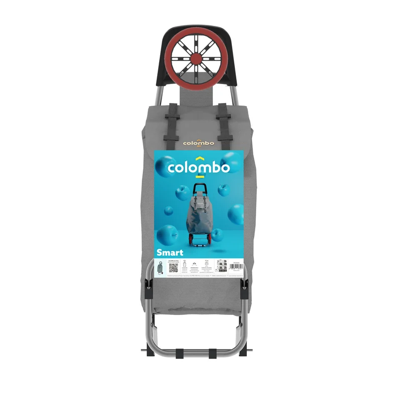 Colombo SMART - Einkaufstrolley, Einkaufswagen, mit Rädern, wasserdichter Tasche, 40 Liter, Grau