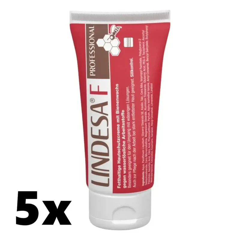 LINDESA® F PROFESSIONAL Hautschutzcreme 5 Stück 100ml Tube