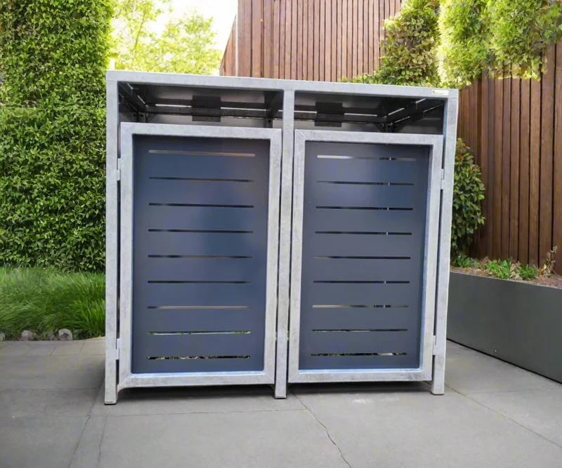 PREMIUM Design Zink 2er Mülltonnenbox