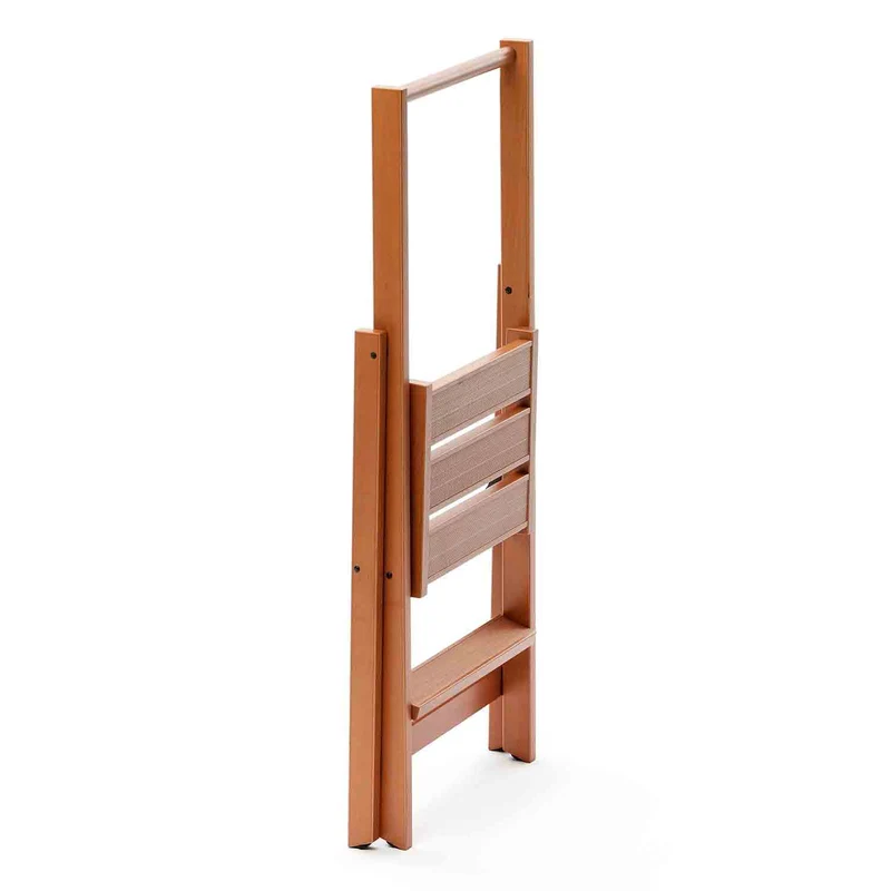 Arit Kimora 2 – Trittleiter 2 Stufen, Holz, Klappbar, Made in Italy, rutschfeste Stufen, breite Plattform, Beine auf dem Boden, kirschfarben