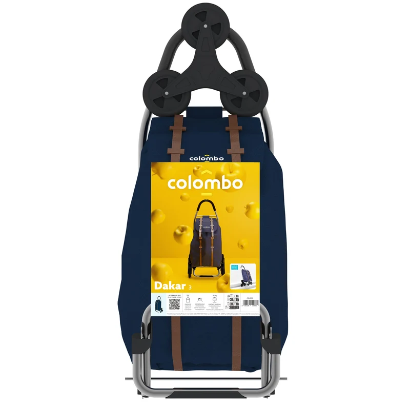 Colombo DAKAR 3 - Einkaufstrolley, Einkaufswagen, mit wasserdichter Polyester-Tasche, mit Kühlfach, große Kapazität 50 Liter, blau
